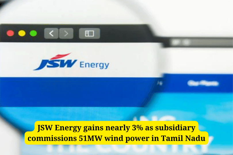 JSW Energy gains nearly 3% as subsidiary commissions 51MW wind power in Tamil Nadu
